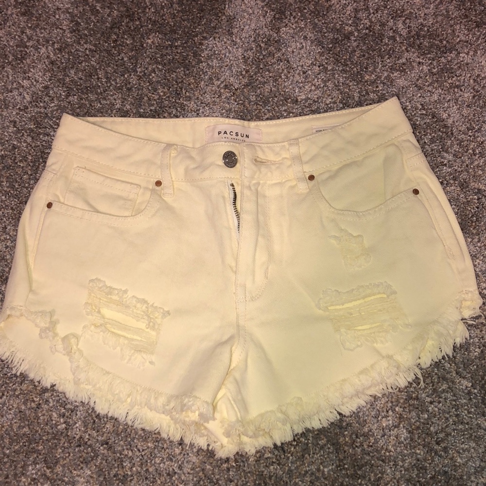 Yellow jean shorts